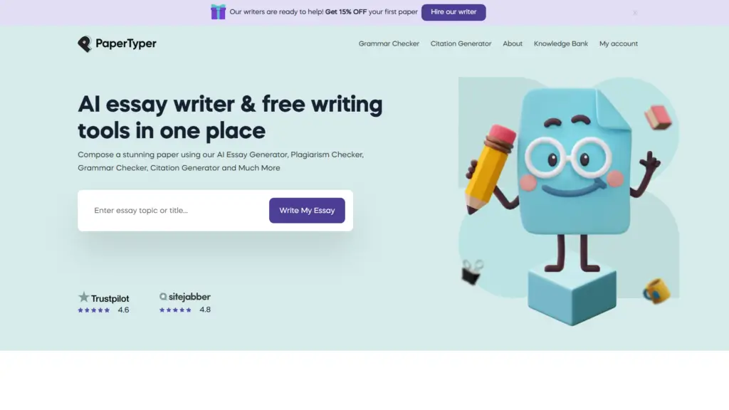 PaperTyper AI essay writer