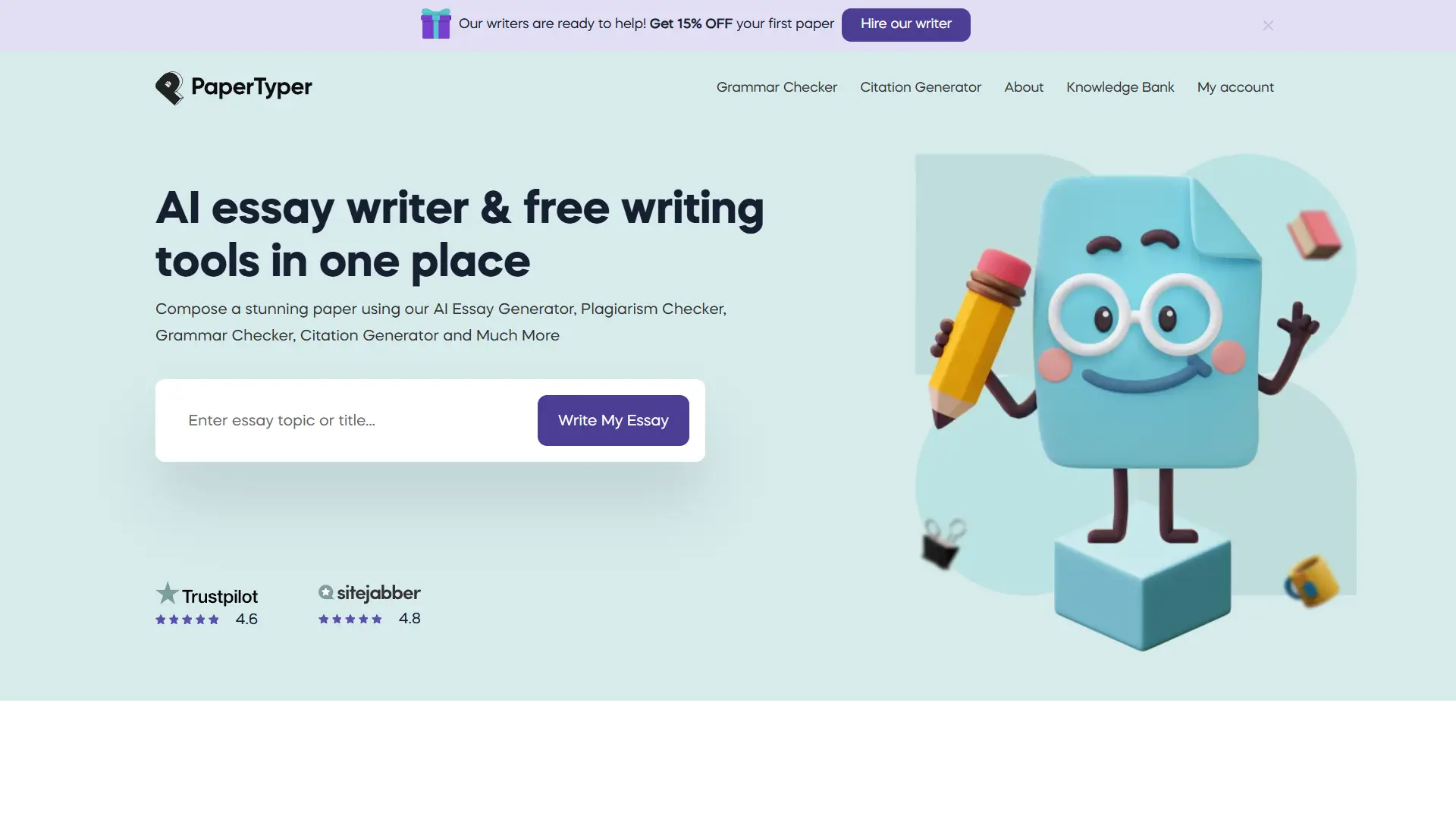 PaperTyper AI essay writer